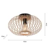 Deckenleuchte, Holz, Natur, oval, E27, Retro, Ø 40cm