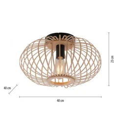 Deckenleuchte, Holz, Natur, oval, E27, Retro, Ø 40cm