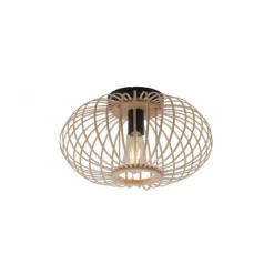 Deckenleuchte, Holz, Natur, oval, E27, Retro, Ø 40cm