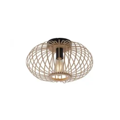Deckenleuchte, Holz, Natur, oval, E27, Retro, Ø 40cm