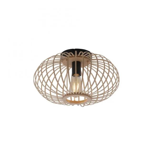 Deckenleuchte, Holz, Natur, oval, E27, Retro, Ø 40cm
