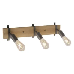 Deckenleuchte, Metall, Holz, bewegliche Spots, rustikales Design, modern