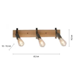 Deckenleuchte, Metall, Holz, bewegliche Spots, rustikales Design, modern