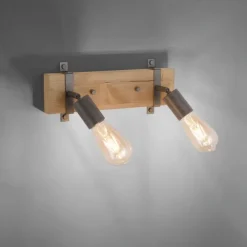 Deckenleuchte, rustikales Design, verstellbare Spots, Holz, Metall, modern