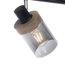 Deckenleuchte, Strahler, Rauchglas, Holz, Robberwood, E27, 2-flammig
