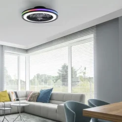 Deckenventilator, Deckenleuchte schwarz, Drehrichtungswechsel mit Rainbow RGB