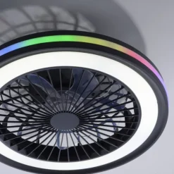 Deckenventilator, Deckenleuchte schwarz, Drehrichtungswechsel mit Rainbow RGB