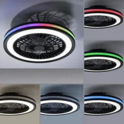 Deckenventilator, Deckenleuchte schwarz, Drehrichtungswechsel mit Rainbow RGB