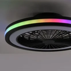 Deckenventilator, Deckenleuchte schwarz, Drehrichtungswechsel mit Rainbow RGB