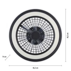 Deckenventilator, Deckenleuchte schwarz, Drehrichtungswechsel mit Rainbow RGB