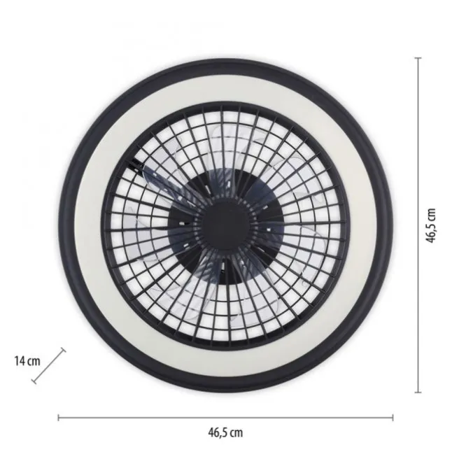Deckenventilator, Deckenleuchte schwarz, Drehrichtungswechsel mit Rainbow RGB