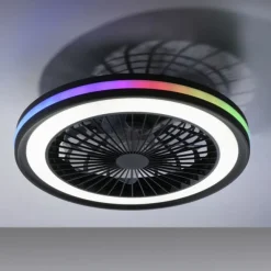 Deckenventilator, Deckenleuchte schwarz, Drehrichtungswechsel mit Rainbow RGB