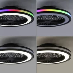 Deckenventilator, Deckenleuchte schwarz, Drehrichtungswechsel mit Rainbow RGB