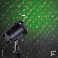 Erdspießleuchte, Laserleuchte, schwarz, IP44, bunte Lichteffekte