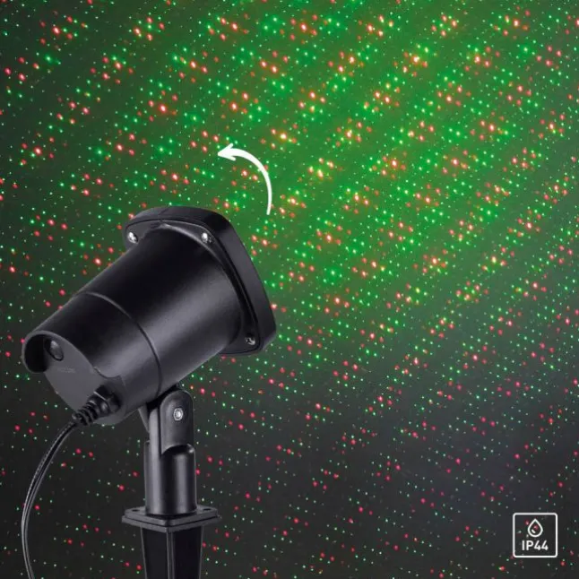 Erdspießleuchte, Laserleuchte, schwarz, IP44, bunte Lichteffekte