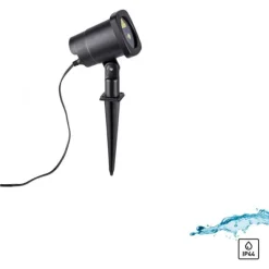 Erdspießleuchte, Laserleuchte, schwarz, IP44, bunte Lichteffekte