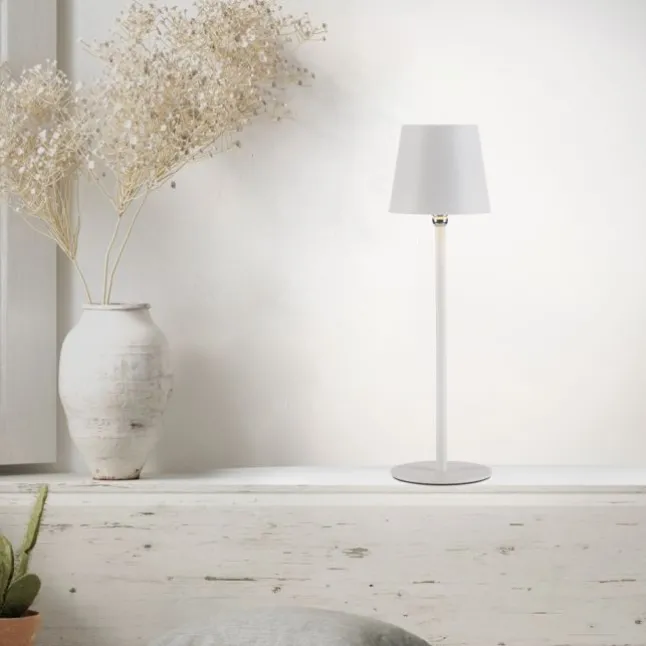 Flaschenleuchte, Akku, mit zusätzlichem Fuß, weiß