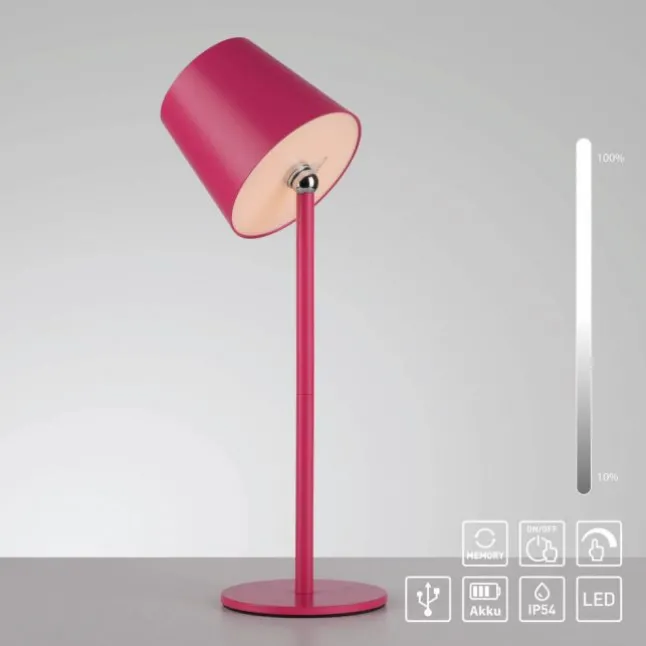 Flaschenleuchte, Akku, mit zusätzlichem Fuß, pink