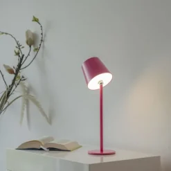 Flaschenleuchte, Akku, mit zusätzlichem Fuß, pink