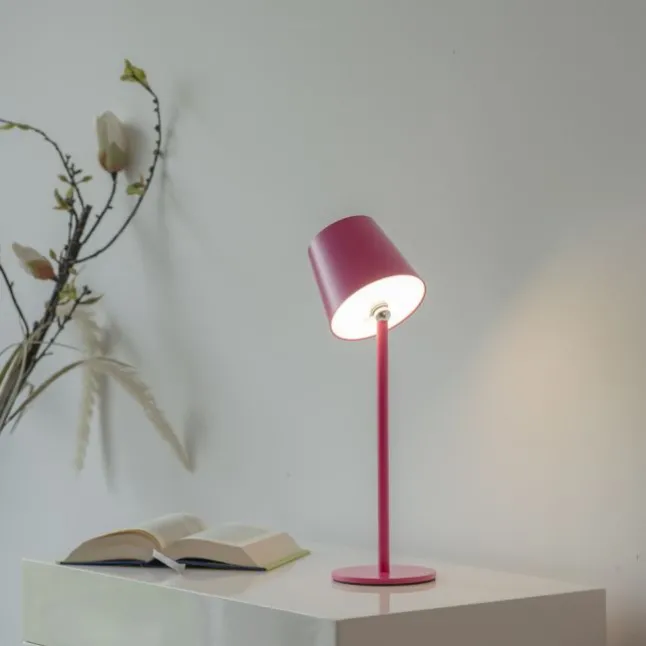 Flaschenleuchte, Akku, mit zusätzlichem Fuß, pink