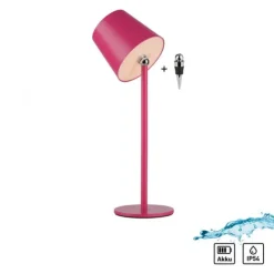 Flaschenleuchte, Akku, mit zusätzlichem Fuß, pink