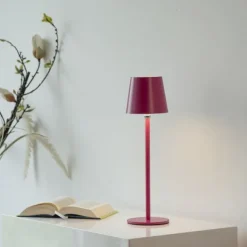 Flaschenleuchte, Akku, mit zusätzlichem Fuß, pink
