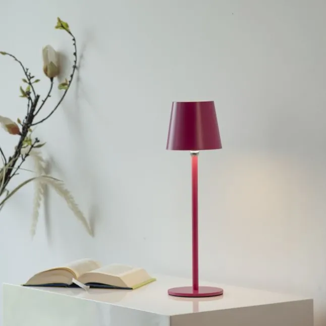 Flaschenleuchte, Akku, mit zusätzlichem Fuß, pink