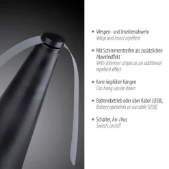 Fliegenwedler schwarz elektrisch Batterie mit USB Insektenabwehr
