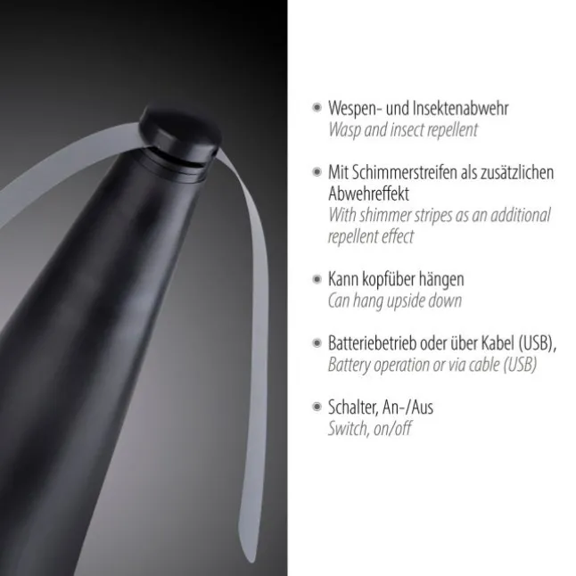 Fliegenwedler schwarz elektrisch Batterie mit USB Insektenabwehr