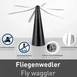 Fliegenwedler schwarz elektrisch Batterie mit USB Insektenabwehr