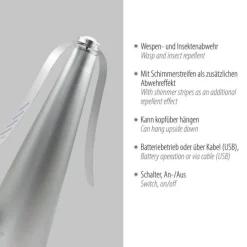 Fliegenwedler silber elektrisch Batterie mit USB Insektenabwehr