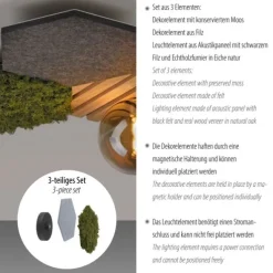 JSUT LIGHT LED Deckenleuchte GERDA HEX Eiche-Echtholzfurnier Akustikpanel Rauchglas