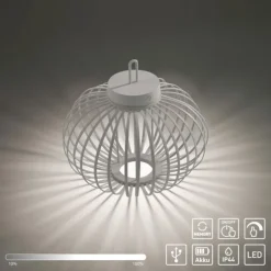 JUST LIGHT Akku Leuchte Gabbia Tisch oder Pendelleuchte, weiß