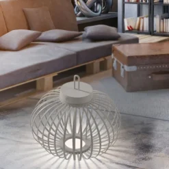 JUST LIGHT Akku Leuchte Gabbia Tisch oder Pendelleuchte, weiß