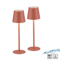 JUST LIGHT AKKU Tischleuchten-Set BURIA, 2er, orange