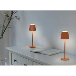 JUST LIGHT AKKU Tischleuchten-Set BURIA, 2er, orange
