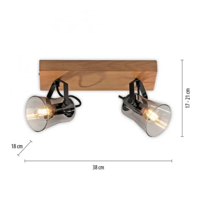 JUST LIGHT LED Deckenleuchte GERDA LANGSTRÖM 2-flammig Eiche Echtholz