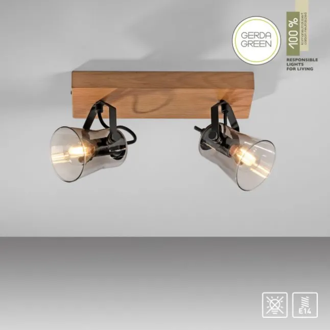 JUST LIGHT LED Deckenleuchte GERDA LANGSTRÖM 2-flammig Eiche Echtholz