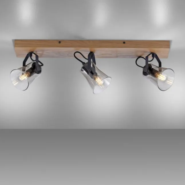 JUST LIGHT LED Deckenleuchte GERDA LANGSTRÖM 3-flammig Eiche Echtholz