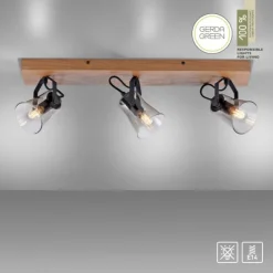 JUST LIGHT LED Deckenleuchte GERDA LANGSTRÖM 3-flammig Eiche Echtholz