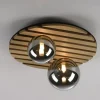 JUST LIGHT LED Deckenleuchte GERDA STIKA Eiche Holz-natur rund Akustikpanel
