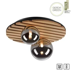 JUST LIGHT LED Deckenleuchte GERDA STIKA Eiche Holz-natur rund Akustikpanel