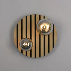 JUST LIGHT LED Deckenleuchte GERDA STIKA Eiche Holz-natur rund Akustikpanel