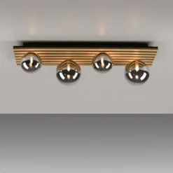 JUST LIGHT LED Deckenleuchte GERDA STIKA Eiche rechteckig Akustikpanel