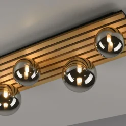 JUST LIGHT LED Deckenleuchte GERDA STIKA Eiche rechteckig Akustikpanel