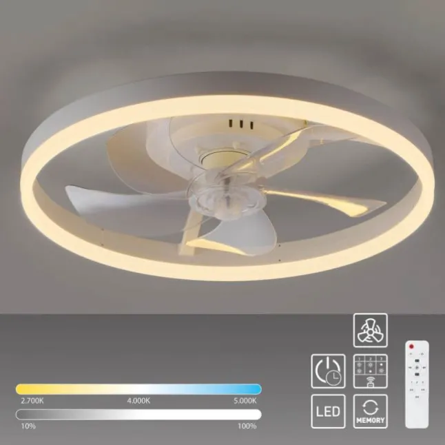 JUST LIGHT LED Deckenleuchte mit Ventilator RITA weiss Fernbedienung und Memory