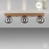 JUST LIGHT LED Deckenleuchte GERDA WIDOW 3-flammig Holz rauchfarben