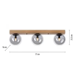 JUST LIGHT LED Deckenleuchte GERDA WIDOW 3-flammig Holz rauchfarben
