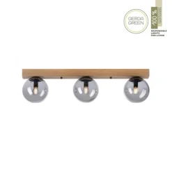 JUST LIGHT LED Deckenleuchte GERDA WIDOW 3-flammig Holz rauchfarben
