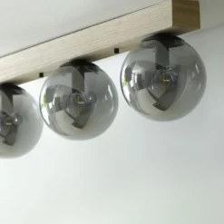 JUST LIGHT LED Deckenleuchte GERDA WIDOW 3-flammig Holz rauchfarben